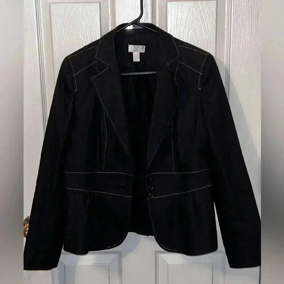 Loft dark grey blazer with lace up detail on the back. Size 8 Poplum EUC - Picture 1 of 6